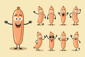 Sausage Character Vector Set