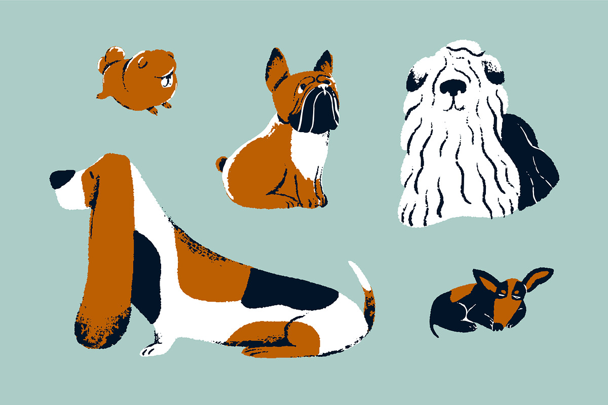 Cute dogs of different breeds set, an Animal Illustration by PaperTrident (Photo 3 of 6)