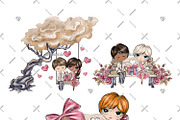 Valentines Day Watercolor Cliparts, a Decorative Illustration by Phantasia Design (Thumbnail 2 of 8)