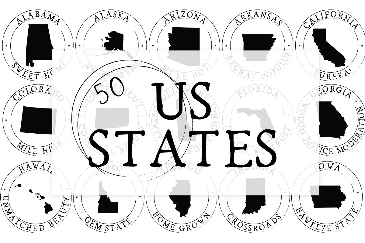 50 US State Round Emblems Clipart, a Graphic by DailyMiracleDigitals,LLC (Photo 1 of 6)