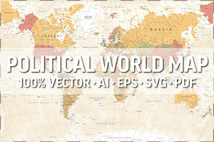 World Map Vector. Political Worldmap, an Education Illustration by PorcuPen Works