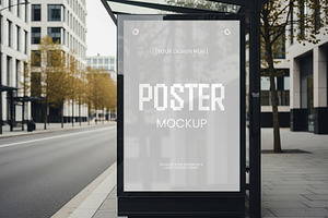 Bus Stop Advertising Poster Mockup, an Advertising Mockup by graphypix