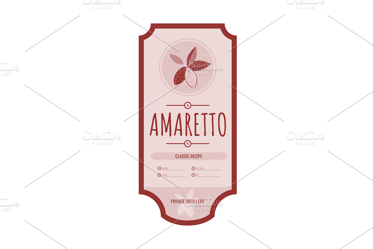 Amaretto vintage bottle label, a Food Illustration by Things for designers