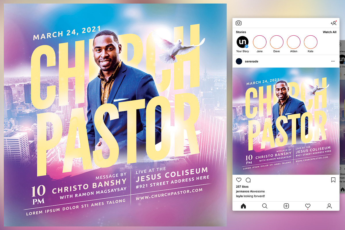 Church Pastor Flyer, a Flyer Template by KiraYamato Design Studio