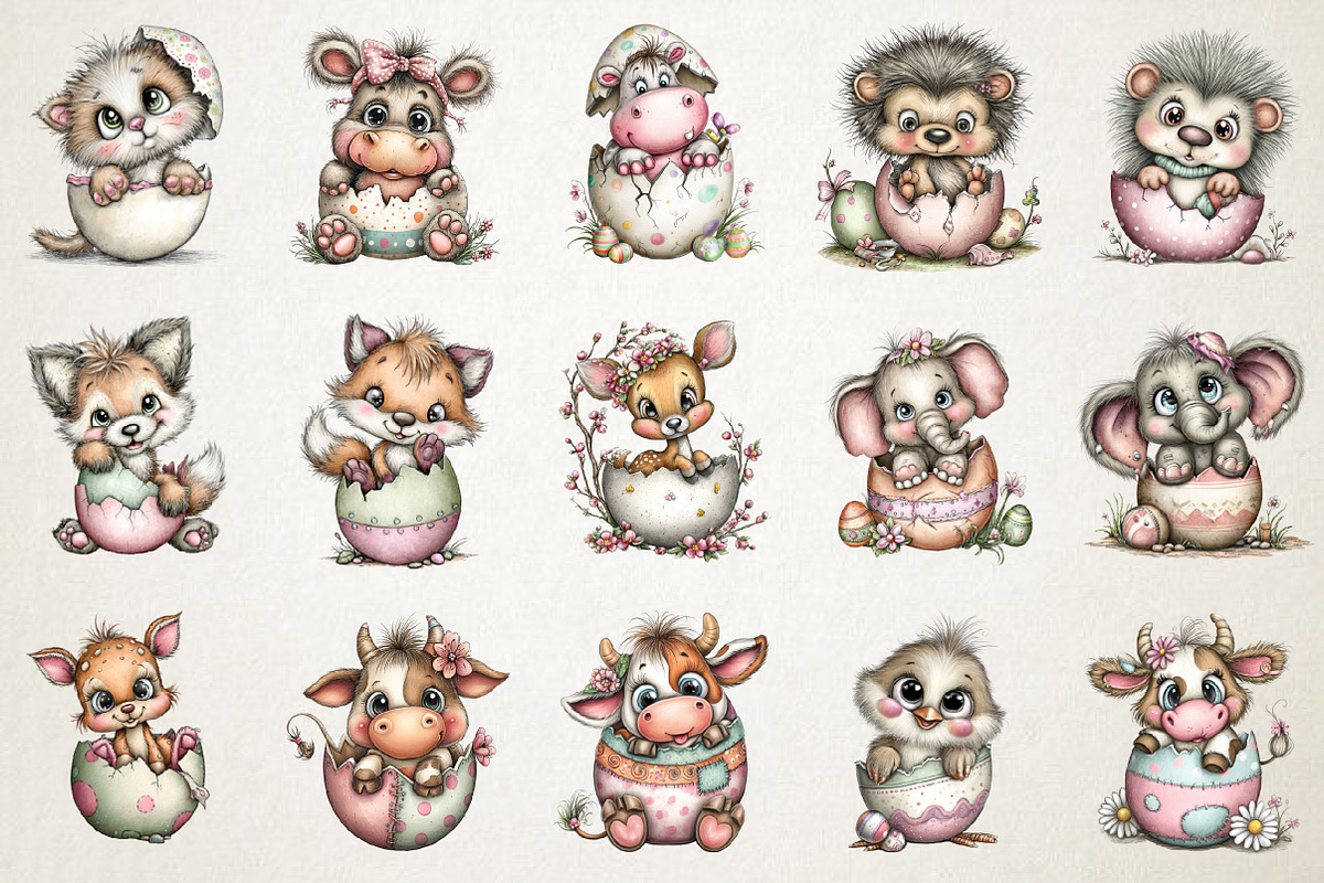 Whimsical Eggshell Easter Animal PNG, an Illustration by RobertsArt (Photo 11 of 11)