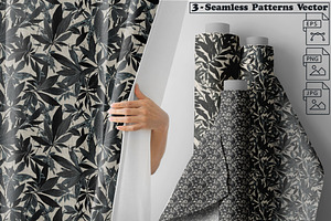 Charcoal Jungle Foliage Patterns, a Pattern Graphic by one-touch