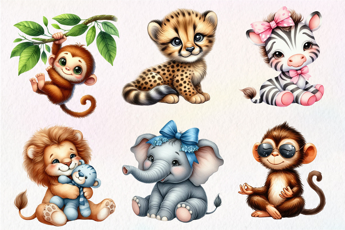 Cute Safari Animals, Clipart, an Illustration by Dream Creation (Photo 5 of 6)