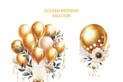 Gold Balloons birthday Clipart, png, a Decorative Illustration by VM PARTYS  BY TAIRUMA (Thumbnail 8 of 10)
