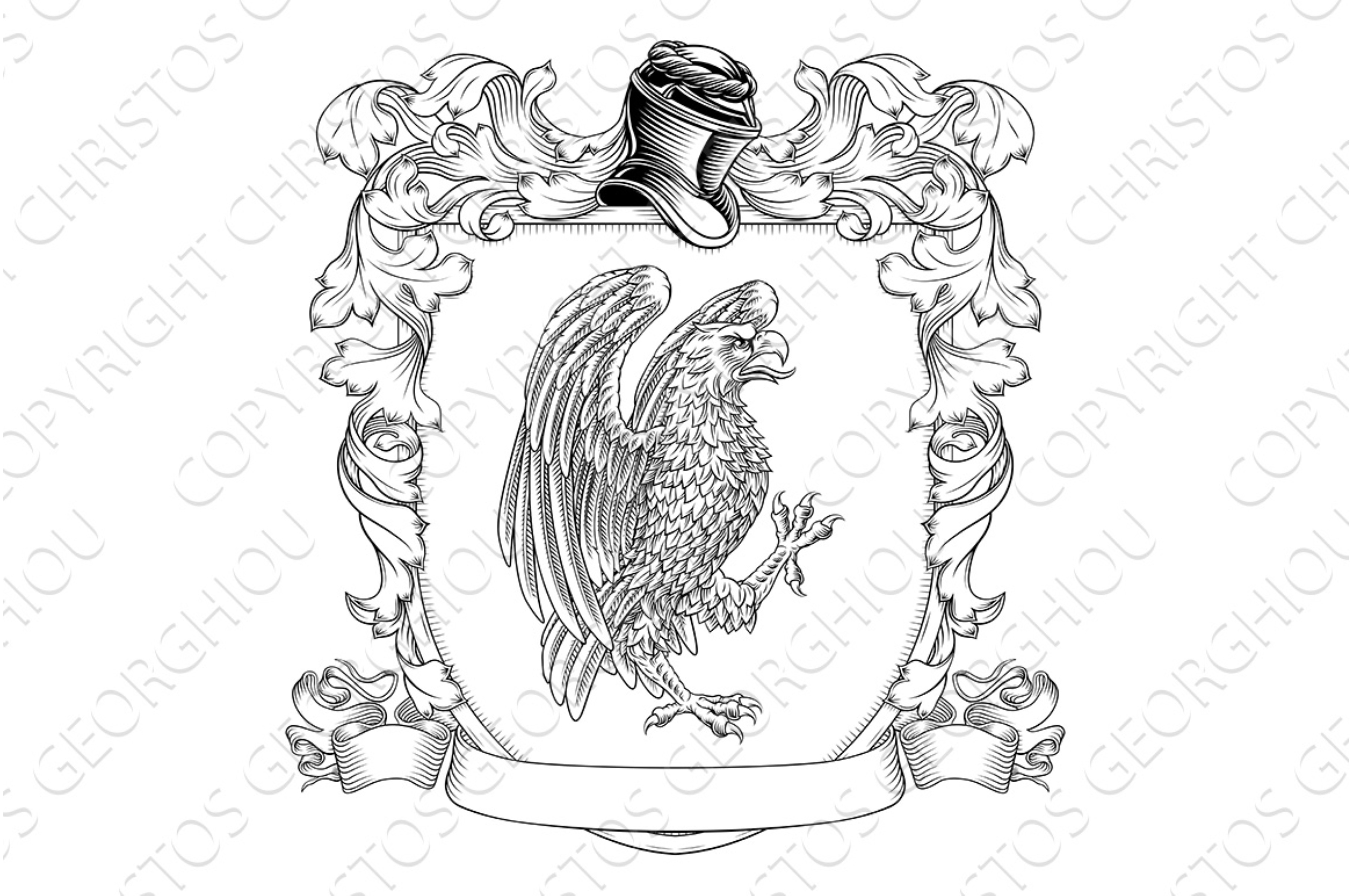 Eagle Coat of Arms Family Crest, an Illustration by Christos Georghiou