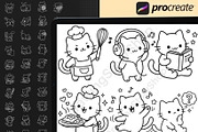 130 Procreate Cute Kawaii Cat Stamps, a Brush Add-On by DrawingStoryShop (Thumbnail 3 of 6)