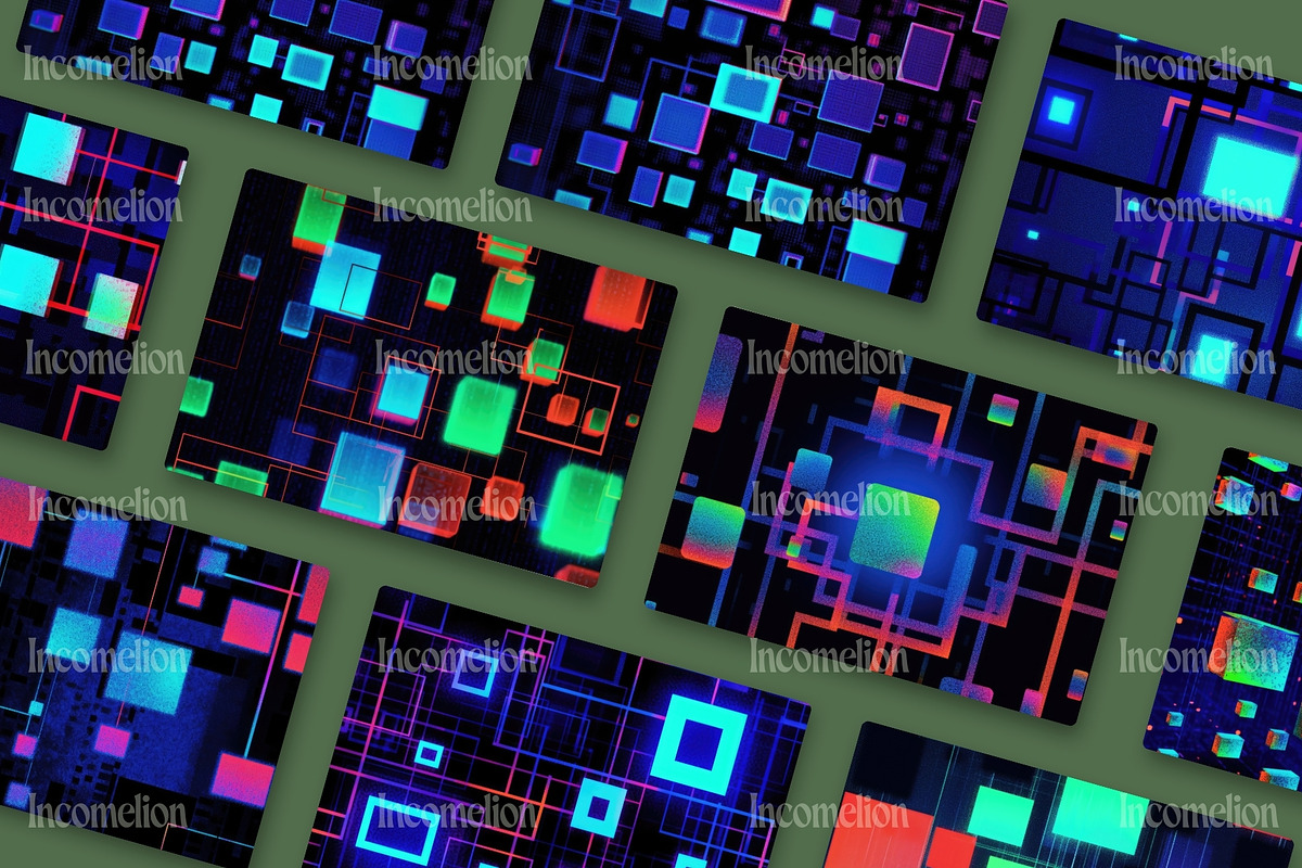 30 Glitch Pixel Cube Wallpapers, a Wallpaper Graphic by Incomelion (Photo 3 of 6)
