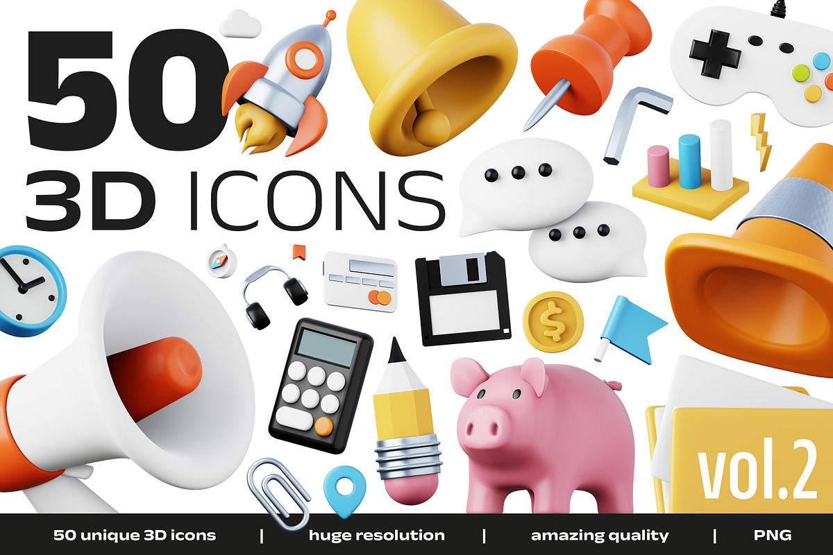 50 unique 3D icons Vol. 2 - Office, an Icon by Dmitriylo (Photo 1 of 6)