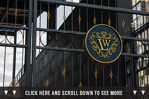 Metal Gate Mockup, Luxury Gold Sign