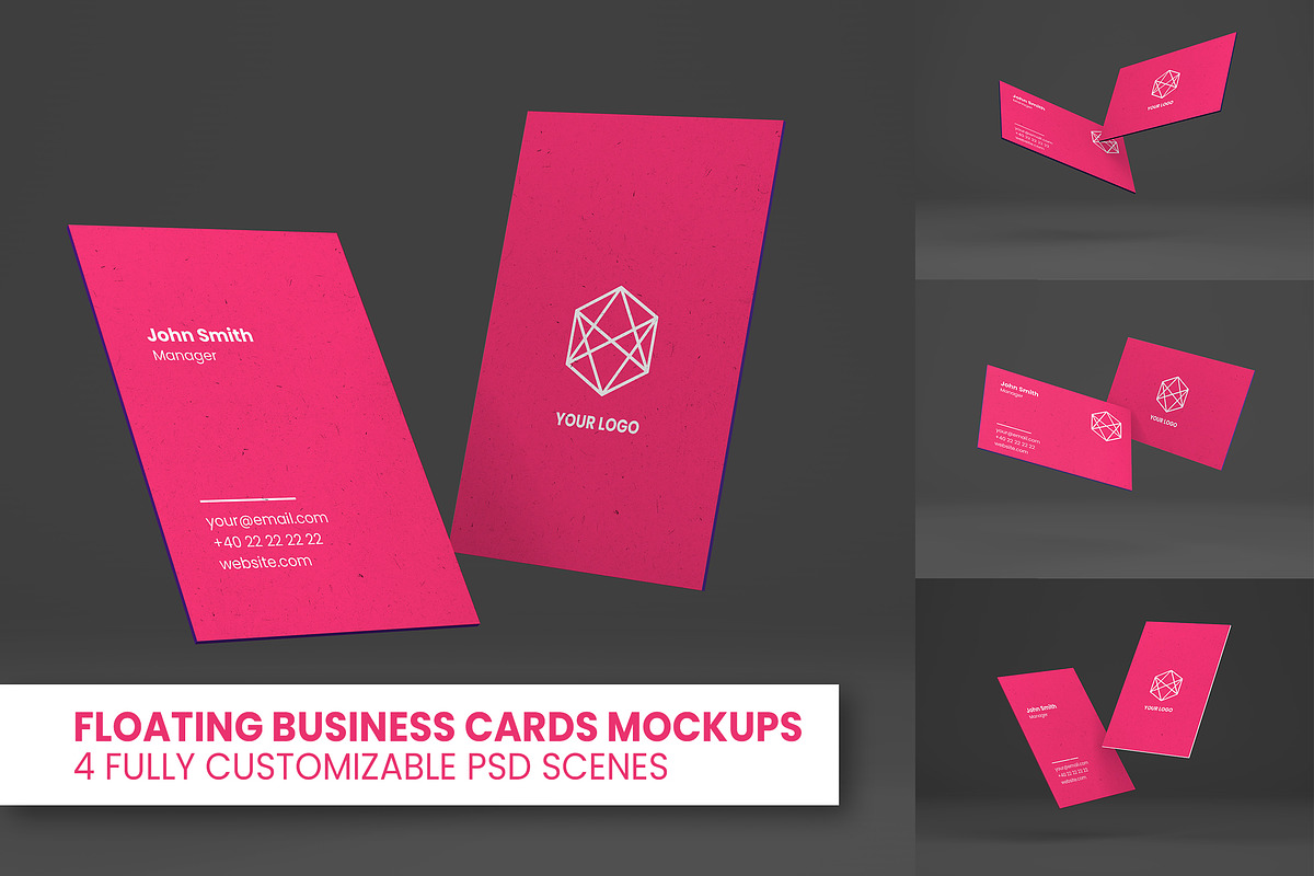 Floating Business Cards Mockups, a Product Mockup by Alt Foundry (Photo 1 of 5)