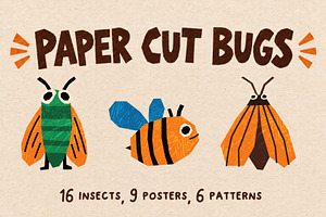 Paper Cut Bugs Clipart Bundle