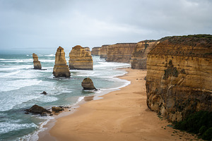 Majestic Twelve Apostles along the Great Ocean Road in Australia, a Nature Photo by GoodGoods