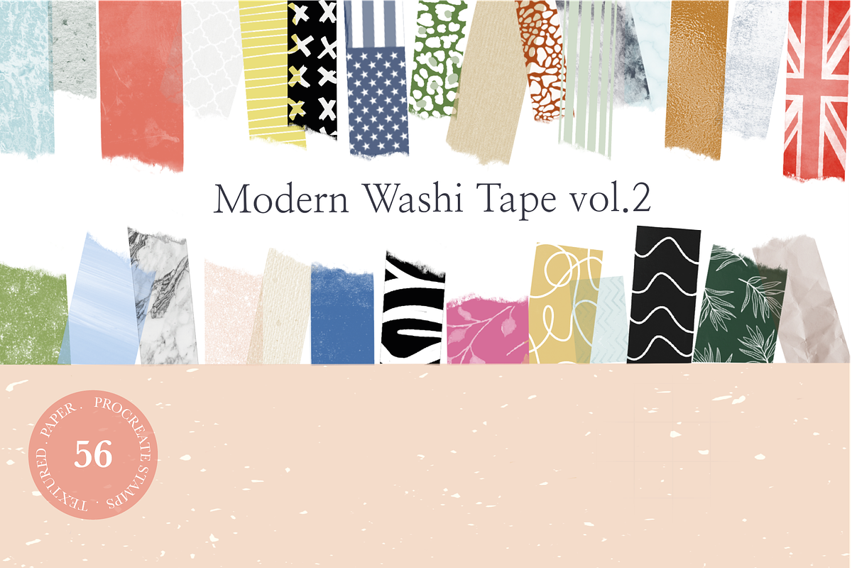 Modern Washi Tape Vol2 for Procreate, a Brush Add-On by OkayAnnie Designs (Photo 2 of 9)