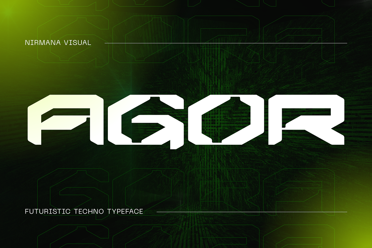 Agor Techno -  Branding Logo Font, a Sans Serif Font by Nirmana Visual (Photo 1 of 9)