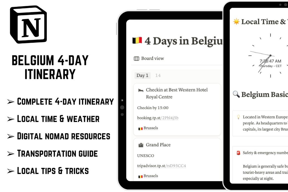 Belgium 4-Day Notion Itinerary, a Templates & Theme by 2 Nomazi (Photo 3 of 3)