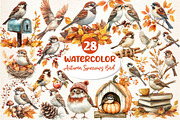 Autumn Sparrows Bird Clipart, an Illustration by Dream Creation (Thumbnail 1 of 6)