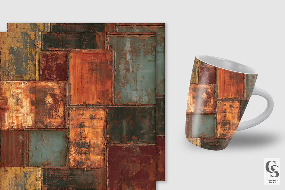 Rust Metal Patchwork Patterns, a Pattern Graphic by Creative Store (Photo 3 of 5)