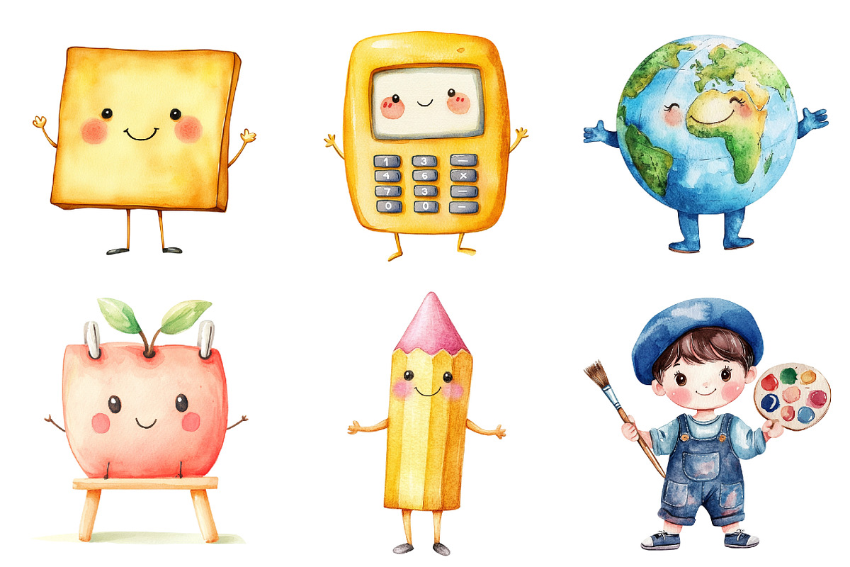 Kawaii School Character Stickers, a Seasonal Illustration by CitraGraphics (Photo 4 of 5)