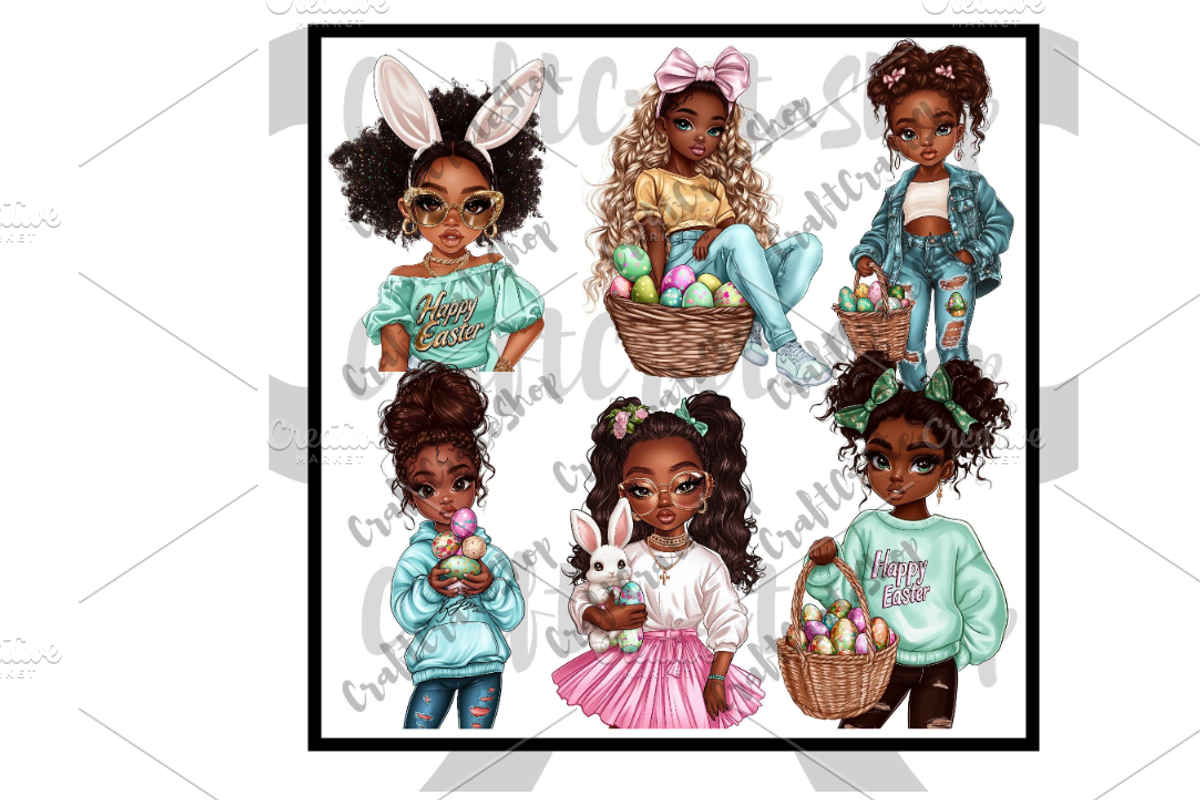 Black Girl Easter Clipart, an Illustration by CraftCrateShop (Photo 5 of 5)