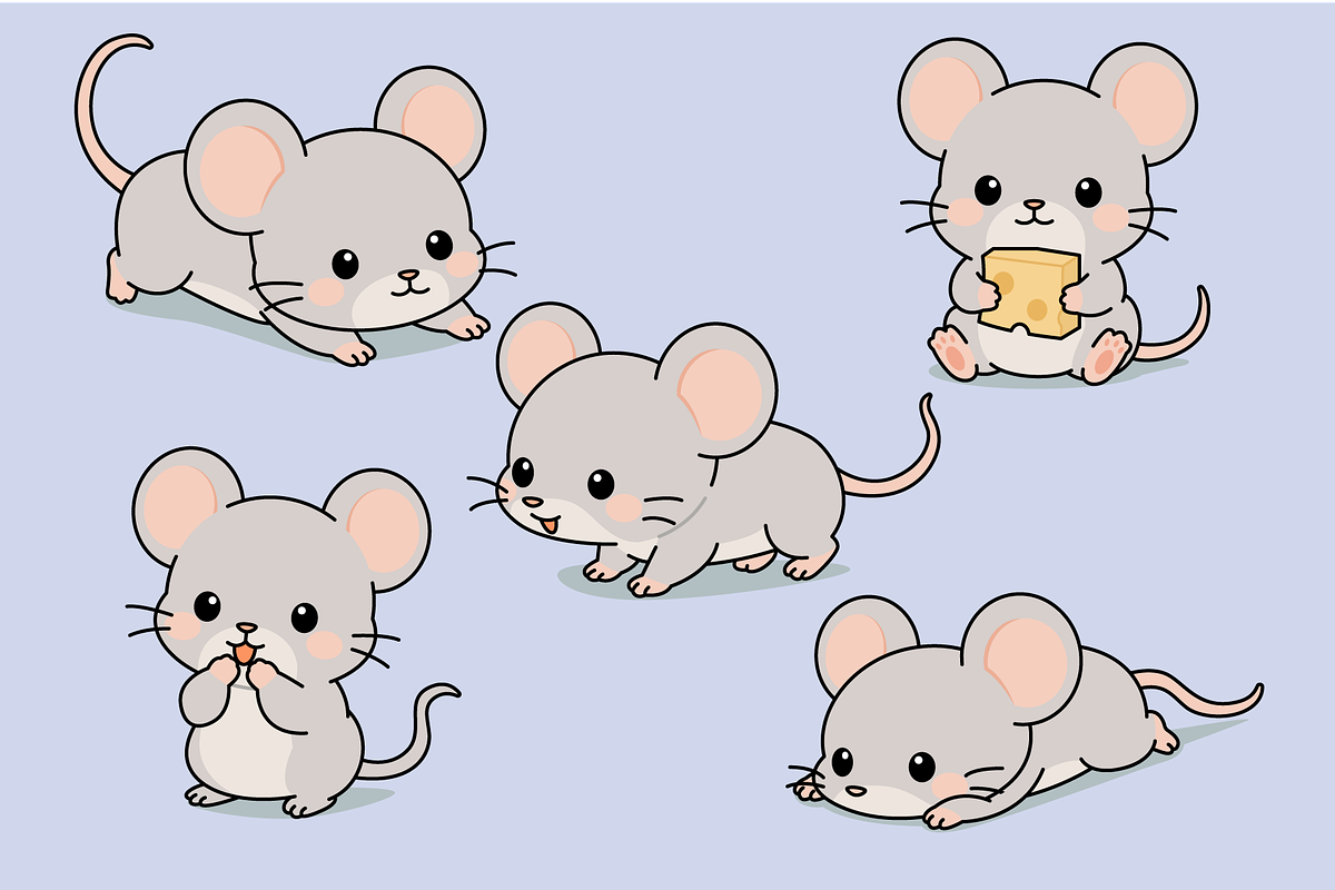 Cute Cartoon Mouse Character Set, an Animal Illustration by Artpon Illustration (Photo 2 of 3)