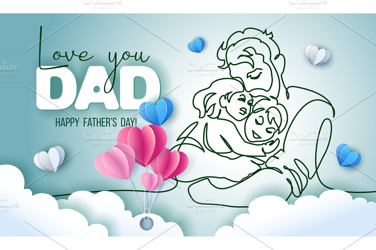 Happy Fathers Day holiday card. Dad, a Person Illustration by Valenty