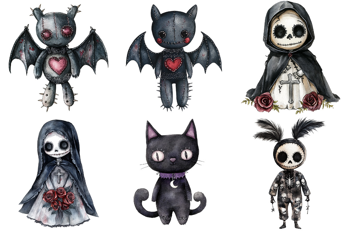 Halloween Gothic Voodoo Doll Clipart, a Seasonal Illustration by CitraGraphics (Photo 2 of 7)