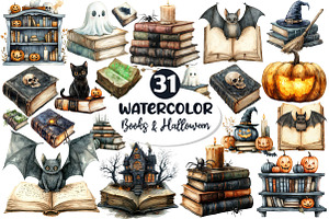Books & Halloween Clipart, an Illustration by Dream Creation