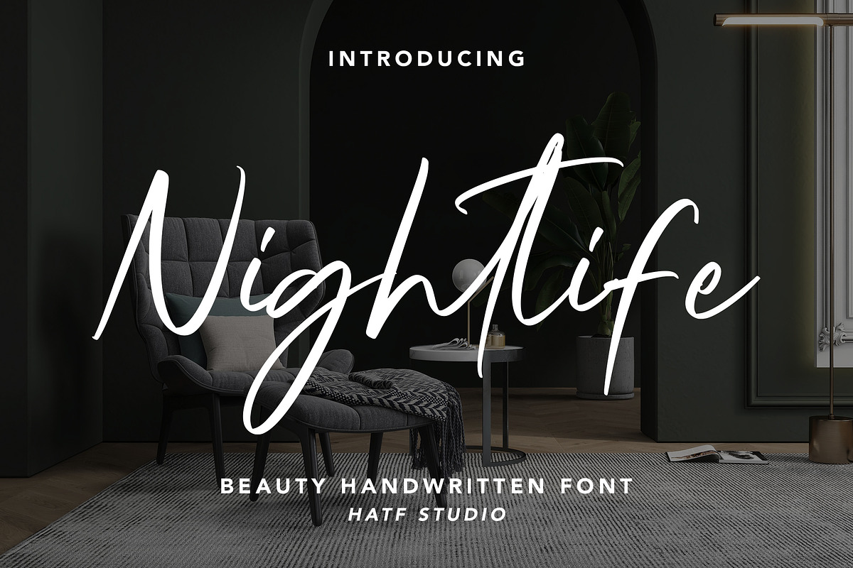 Nightlife, a Handwritten Font by HATFSTUDIO (Photo 1 of 8)