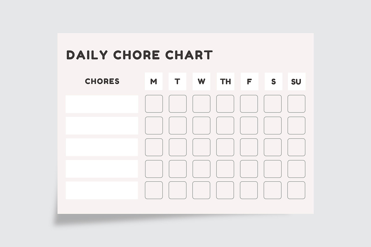 Minimal Daily Chore Chart Sheet, a Stationery Template by Amit Debnath (Photo 2 of 2)