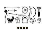 Medieval Weapon Vector Set, an Illustration by designvectx (Thumbnail 3 of 3)