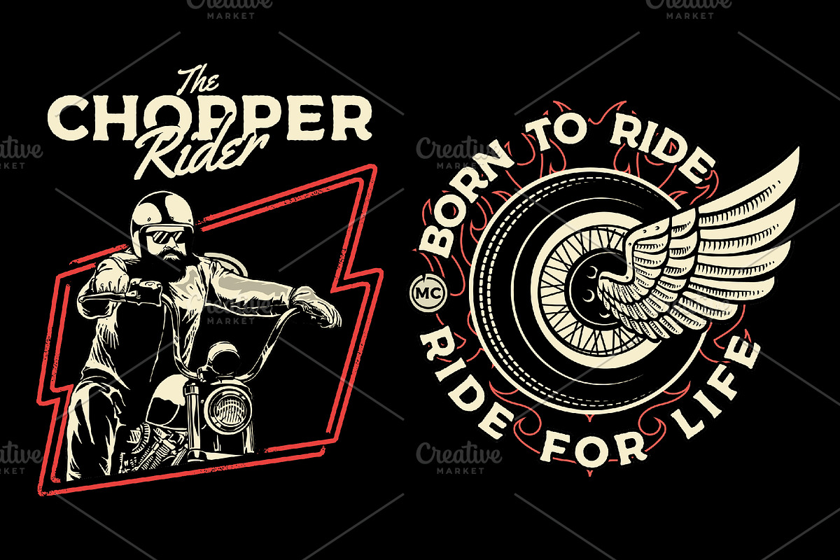 Vintage Motorcycle illustration pack, an Illustration by The BolzStudio (Photo 5 of 8)