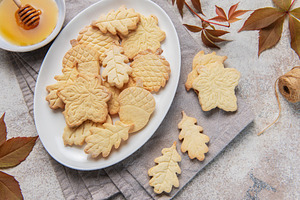 Autumn leaf and acorn cookies with honey, a Food & Drink Photo by Olena Rudo
