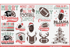12 Christmas Football SVG Bundle, a Graphic by BeeCraftR