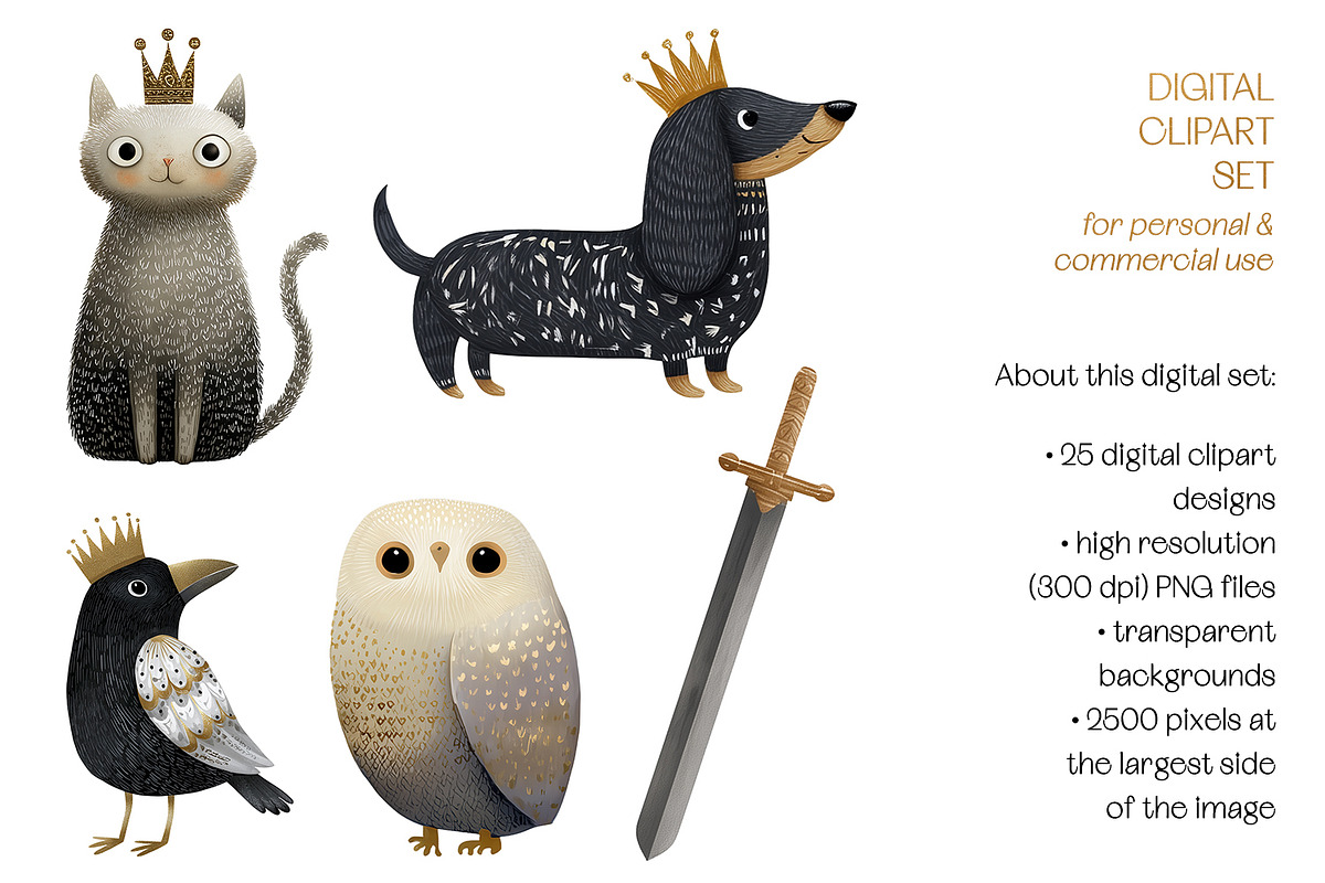 Golden Kingdom Storybook Clipart, a Decorative Illustration by The Dutch Lady Designs (Photo 7 of 10)