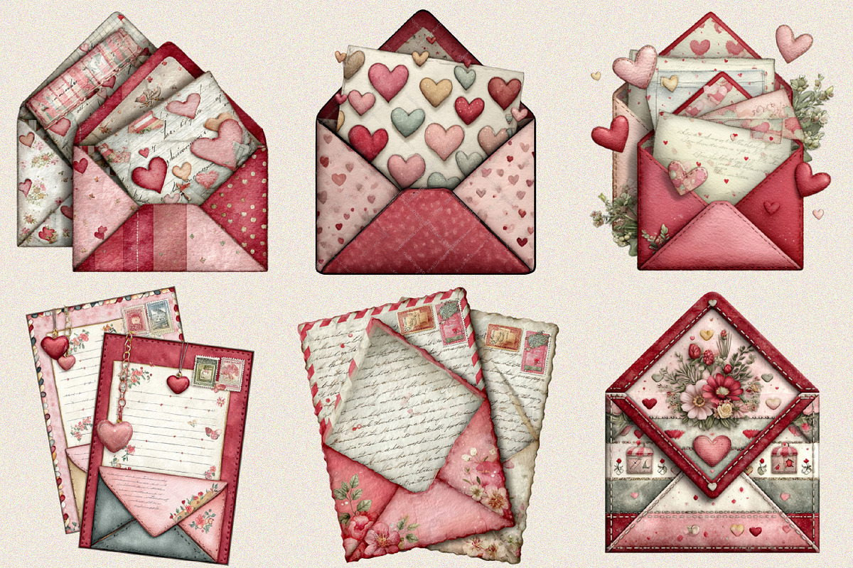 Romantic Valentine Letters Clipart B, an Illustration by SVGArt (Photo 6 of 8)