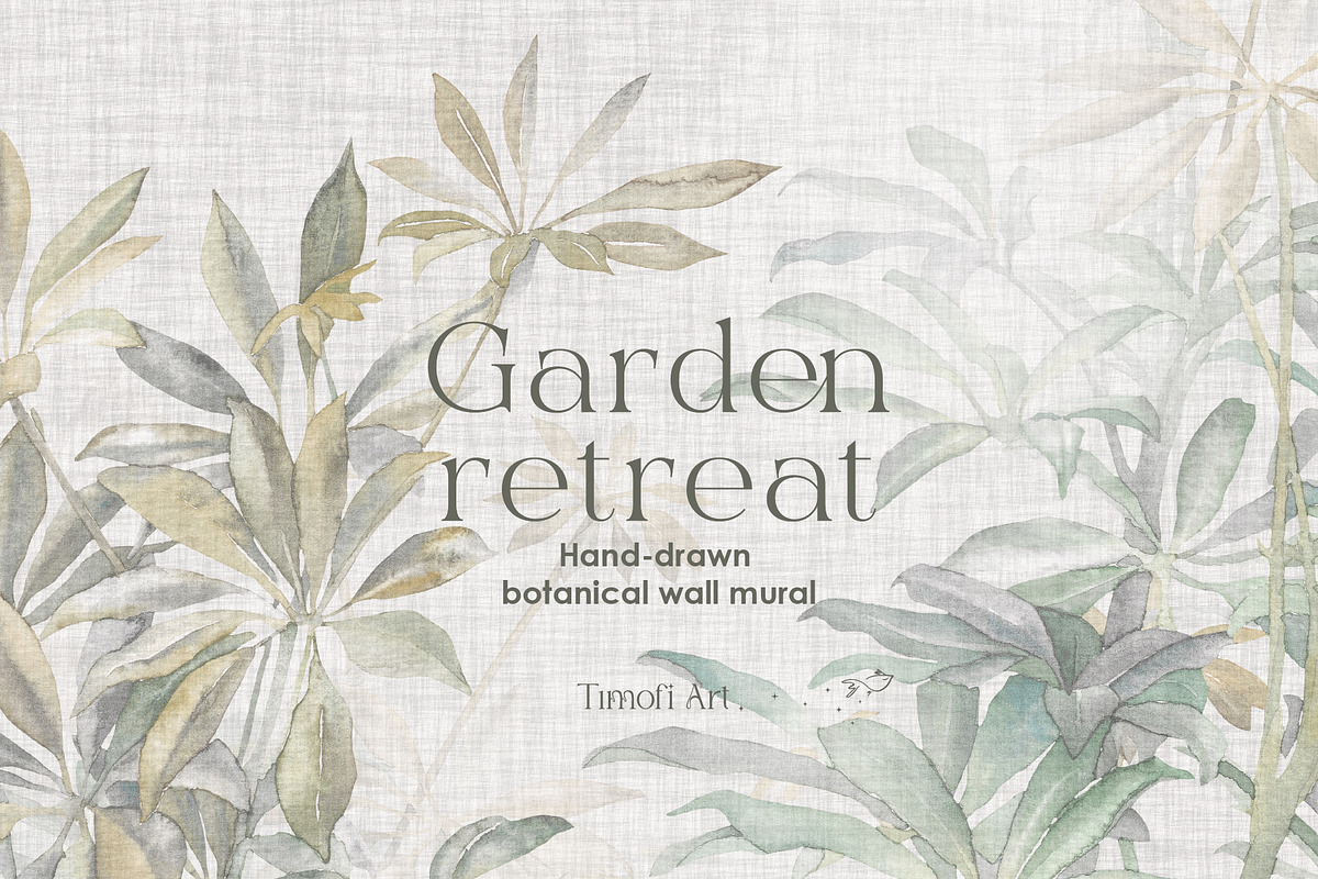 Garden Retreat botanical wall mural, a Wallpaper Graphic by Timofi Art (Photo 1 of 15)