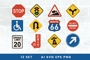 USA Road Sign Set, an Object Illustration by Creathub Studio (Thumbnail 2 of 4)