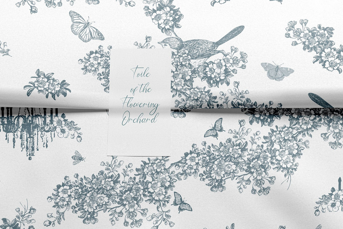 Toile of the Flowering Orchard, a Pattern Graphic by MouseGrey (Photo 7 of 9)