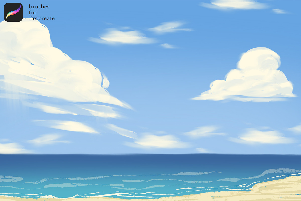 Clouds Procreate Brushes Stamps, a Brush Add-On by Spark Studio Brushes (Photo 4 of 5)
