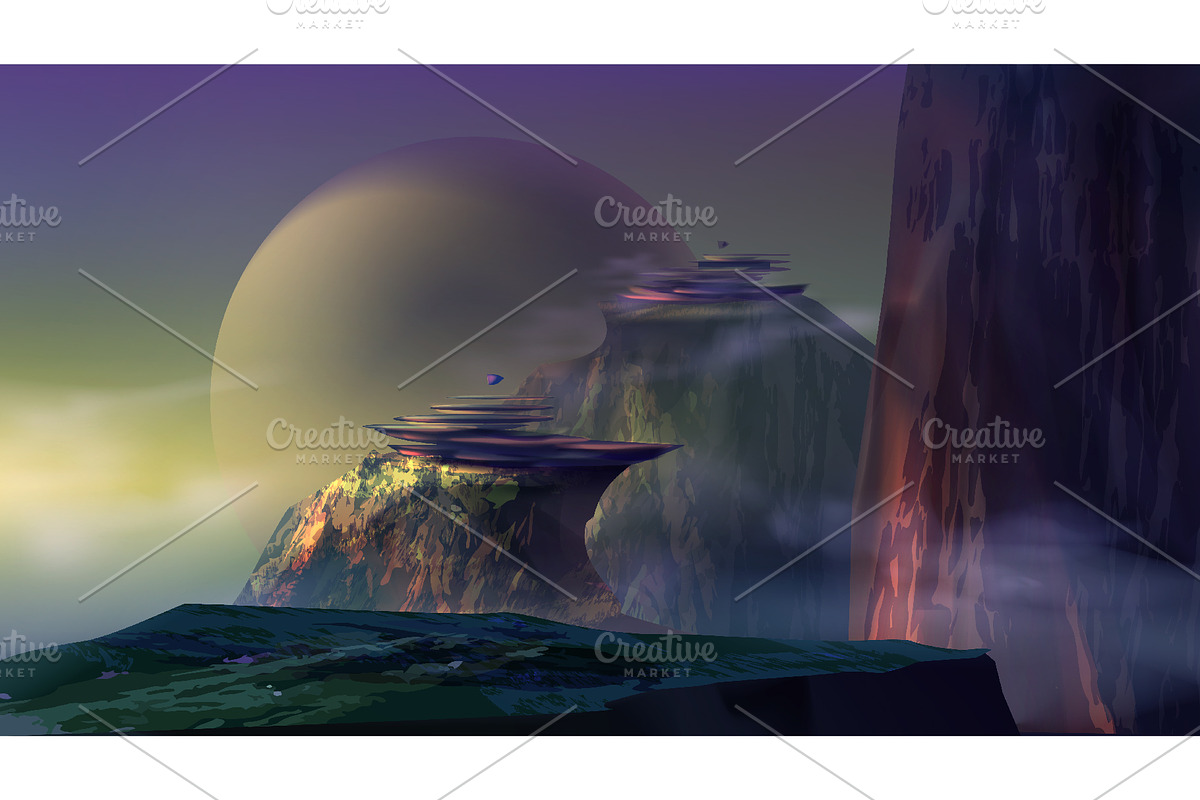 Vector Futuristic Landscape Set, a Technology Illustration by Zonda (Photo 9 of 12)