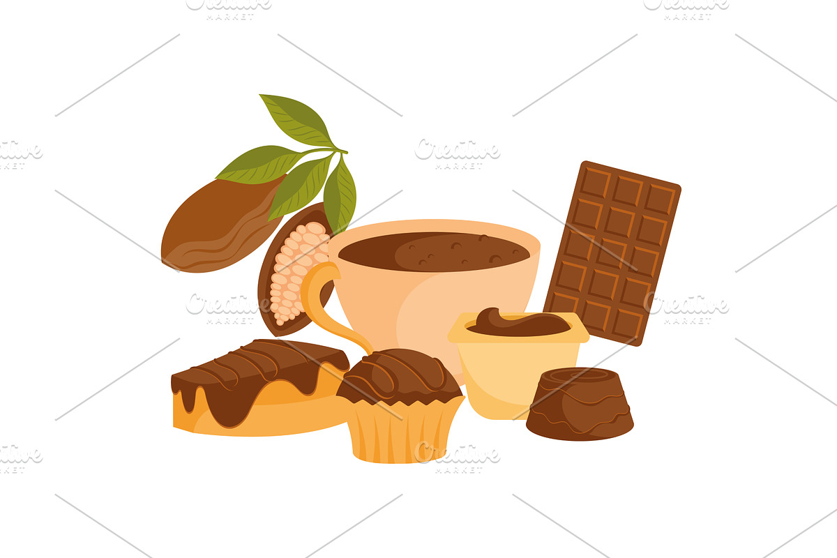 Chocolate product bundle. Vector, a Food Illustration by studioDK
