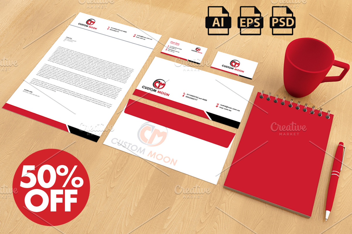 Stationery + Free Flyer & Invoice, a Stationery Template by Pentaclay (Photo 2 of 5)