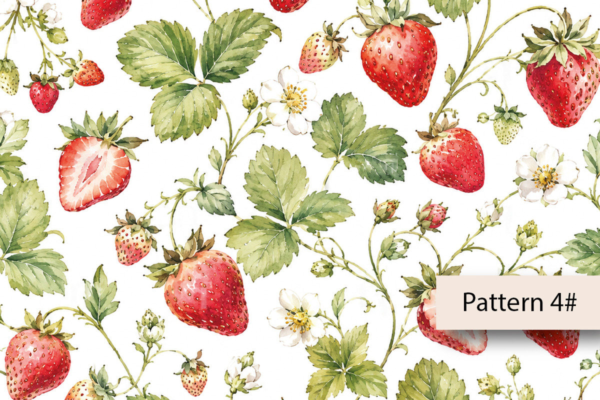 Strawberry Seamless Pattern, a Pattern Graphic by Villa 11 Estudio (Photo 5 of 13)