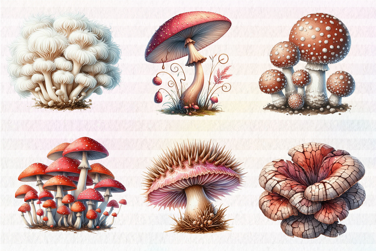 Watercolor Mushroom Clipart, an Illustration by CreationArt (Photo 7 of 7)