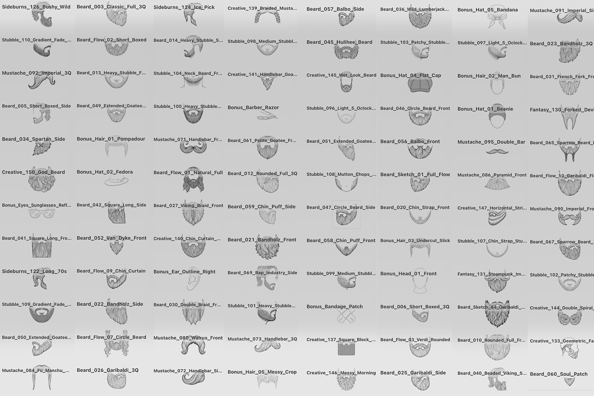 150 Beard & Mustache Procreate Stamp, a Brush Add-On by Selentaori Studio (Photo 3 of 12)