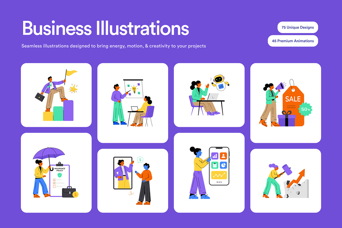 120 Business Illustrations Bundle, a Finance Illustration by Creative Stall (Photo 1 of 13)